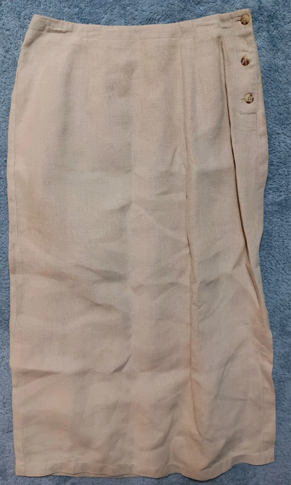 Eddie Bauer Vintage 100% Linen Straight Skirt Long Natural Khaki Size 10