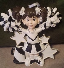 Cheerleader Black Uniform Personalized Christmas Tree Ornament