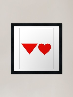 Umgekehrtes rotes Dreieck und ein einfaches gerahmtes Wandbild Poster Leinwanddruck Bild