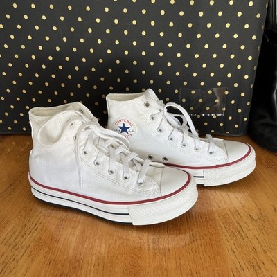 Converse All Star Women 6.5 Kids 4 Lift Platform High Top White Canvas Sneakers
