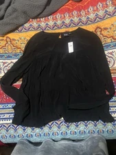 GAP Women's Black Tiered Ruffle Blouse Size Small Black Ruffle Tunic
