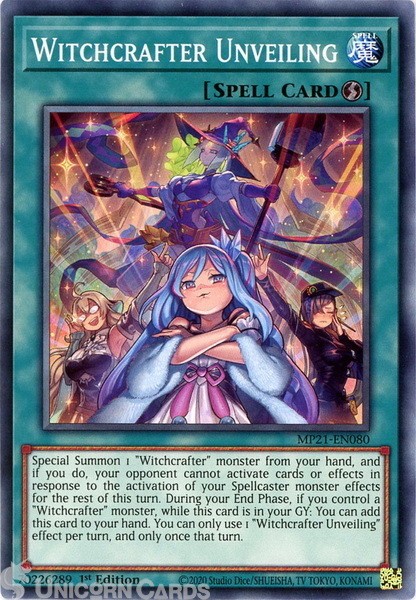 MP21-EN080 Witchcrafter Unveiling Common 1st Edition Mint YuGiOh Card
