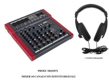 PROEL MQ10FX MIXER 10 CANALI CON DSP EFFETTI DIGITALI 4 anni garanzia + CUFFIA