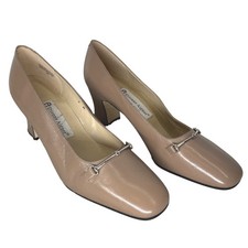 Etienne Aigner Womens Square Toe Block Heel Pumps 8M Horsebit Old Money Preppy