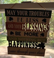 St. Patrick's Day Hanging Wall "Blessings" Sign             12 X 11