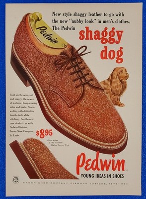 1953 PEDWIN ''SHAGGY DOG'' SHOES FASHION LINE ORIGINAL PRINT AD BROWN SHOE COMPANY