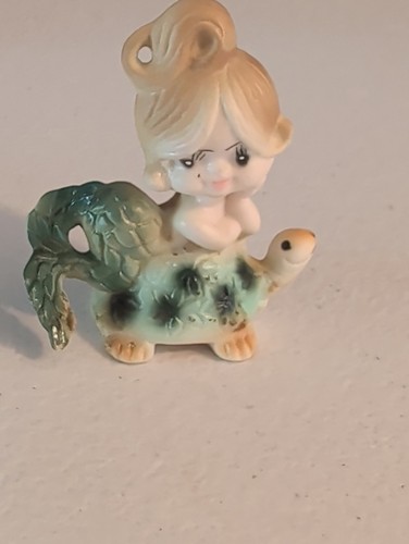 Vintage Bradley 1960’s Japan Porcelain Mermaid Little Girl Riding Turtle