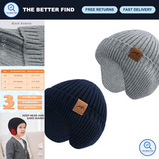Warm Baby Boy Winter Hat - Toddler Knit Beanie with Earflaps  Cute Earmuffs