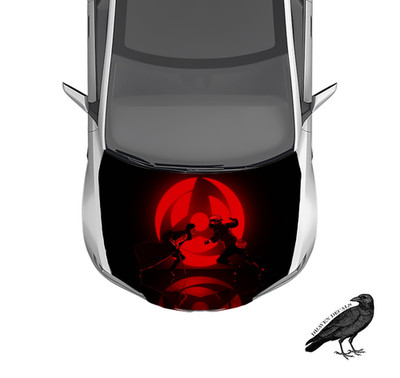 Kakashi vs Obito Naruto Anime Hood Wrap Weatherproof Vinyl Car Decal 50'' X 65''