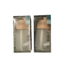 Suavinex Zero Zero Baby Bottle 9 oz Anti Colic Medium Flow Silicone 3m 2 Pack