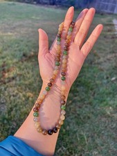 Gorgeous 17" Multicolor Nephrite Jade 7.8mm Bead Necklace B39 1