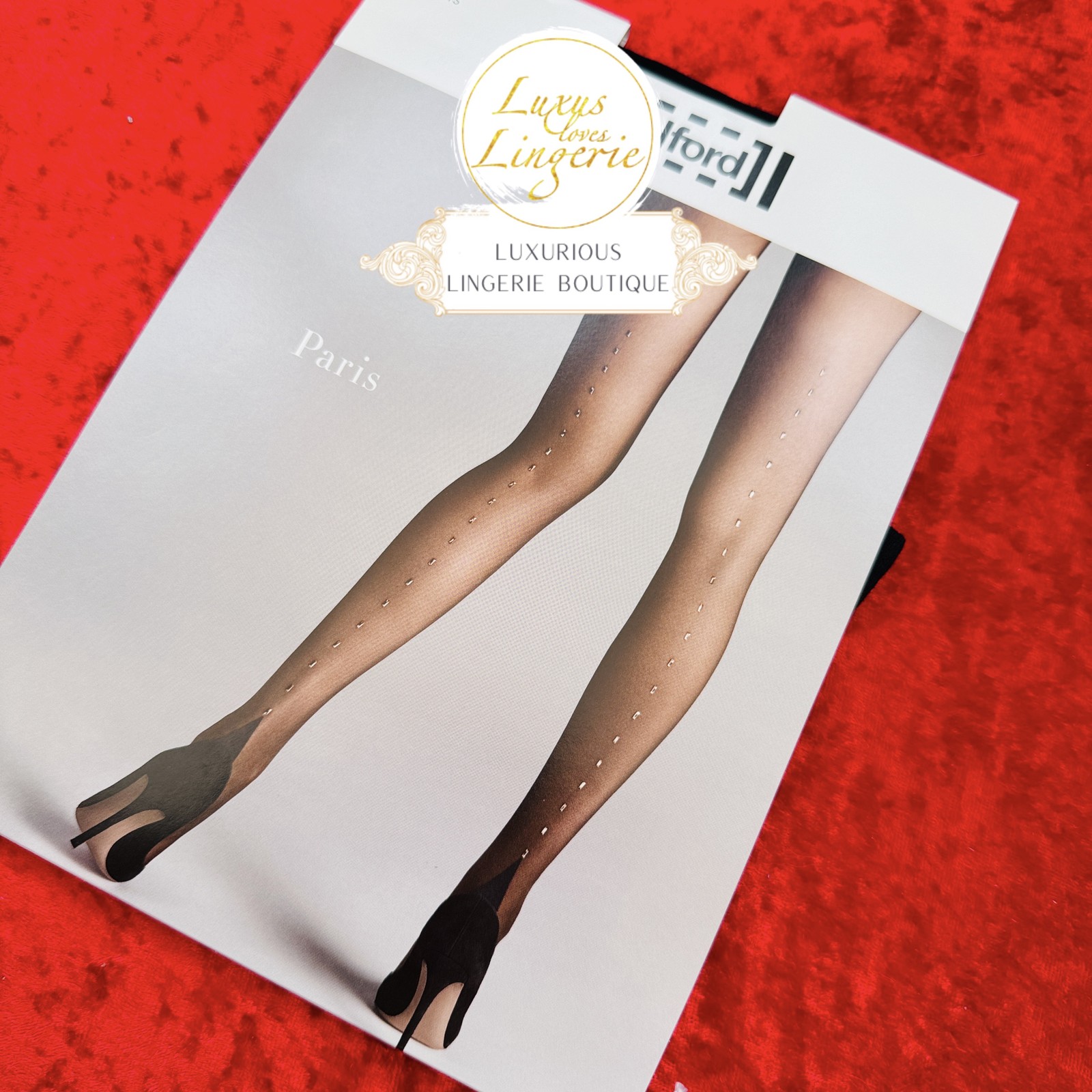 Paris Tights by Wolford Large Black Gold Tights with Swarovski Elements