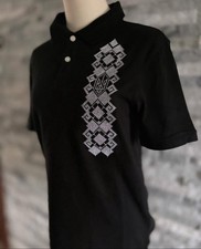Ukrainian Embroidered Black Shirt Men  s Sorochka Vyshyvanka Shirt Size L