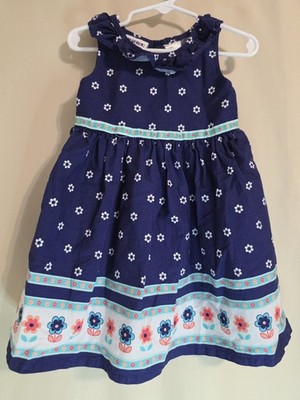 Toddler Girls Dress By BLUEBERI boulevard Size 3T Blue White Pink Flower Design