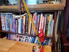 NICE VINTAGE 1950'S MARX TIN & PLASTIC WIND UP CLIMBING RED FIREMAN  #2