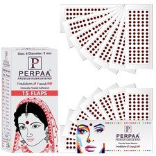 PERPAA Dark Maroon Round Bindi Book for Ladies - Stick On, 5mm, 06 pcs