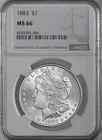 1883-P   $1  MORGAN SILVER DOLLAR  "PHILADELPHIA"  NGC MS66   #8703395-006