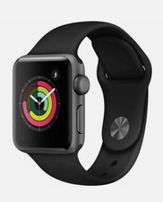 NEW Apple Watch Series 3 38mm Gray Aluminum Case w Black Sport Band MTF02LL/A