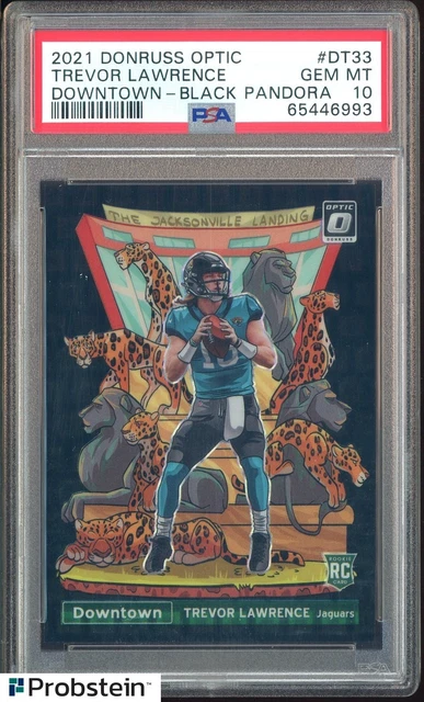 2021 Donruss Optic Downtown Black Pandora Prizm Trevor Lawrence RC 25.03. PSA 10