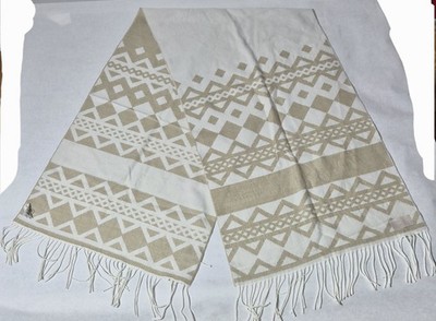 Calvin Klein Beige and White Scarf One Size Women's