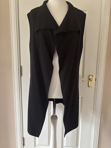 Marmor schwarze ärmellose Longline Weste/Cardigan Größe 10