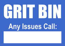 Grit Bin External  Sign Notice Sticker Decal Signage Box for Contact Information