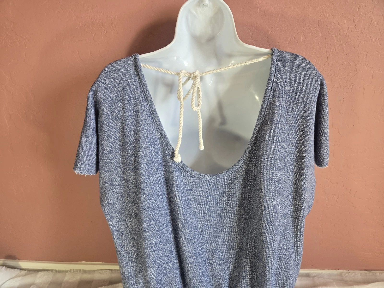 UNDERCOVER Abito Victorias Secret French Terry in tessuto blu copricostume da spiaggia schiena aperta taglia M