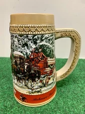 1987 Budweiser Clydesdale Collector Holiday Beer Stein "C" Series Anheuser Busch