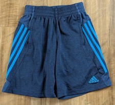 Adidas Climalite Boys 4 Up 3 Stripes Navy/Aqua Active Mesh Shorts Sz S 8