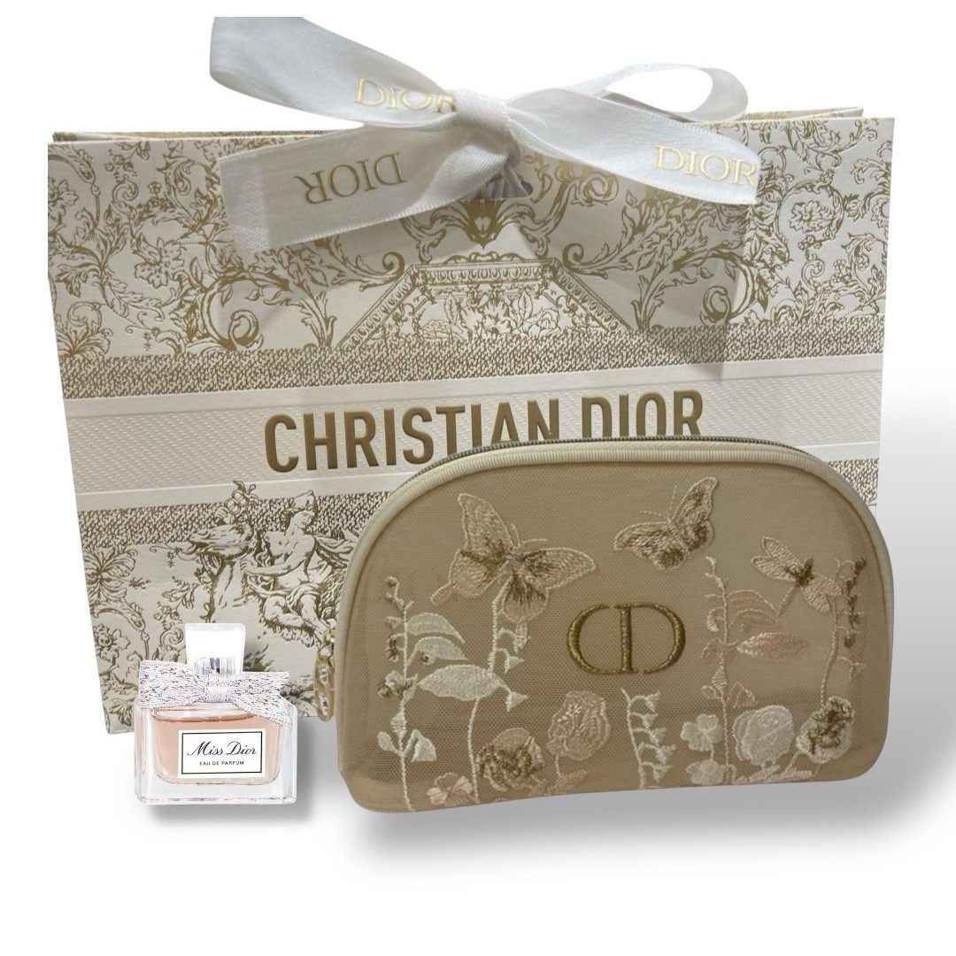 Authentic Dior Mesh Butterfly Cosmetic Pouch with box , Miss