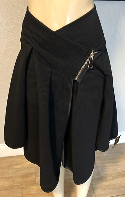 ITALY MODA  MADE IN ITALY Black Ribbed  ASYMMETRICAL SKIRT SM NWTS xxp