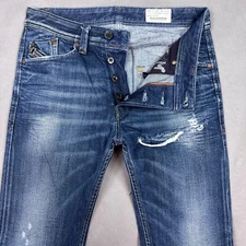 Diesel Jeans Men 28x32 Blue Darron Blue Washed Out Denim Pant 0810L Slim Tapered