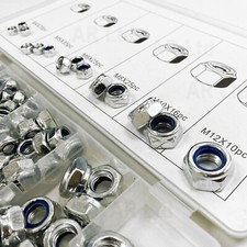 Nyloc Nylon Insert Lock Nut assortment set 146 Metric Steel M4 M5 M6 M8 M10 M12