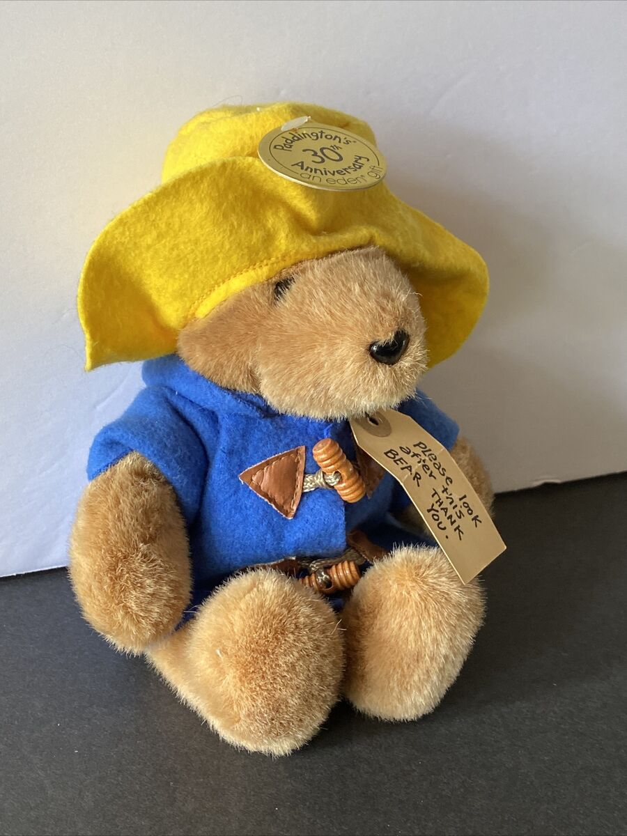 Vintage PADDINGTON BEAR Plush Doll 10” 30th Anniversary w/Tags Eden NY USA