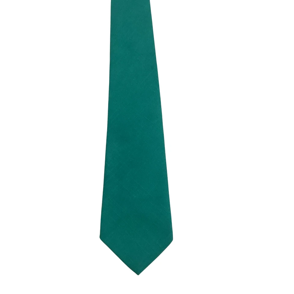 JOHN WEITZ Men's Rayon/Polyester SLIM Necktie Designer Geometric Solid Teal EUC - Image 2 of 3