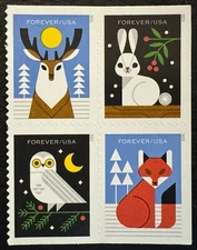 2023 Scott #5822-25, Forever WINTER WOODLAND ANIMALS - MNH - Block of 4 Stamps