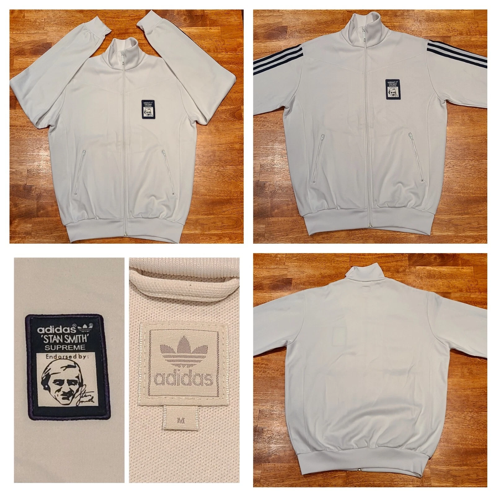 Veste de piste vintage Adidas Stan Smith Supreme Track Wimbledon tennis homme blanc moyen
