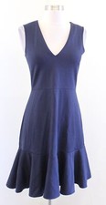 J Crew 365 Navy Blue V Neck Flounce Hem Ponte Sheath Dress Size 2 Career