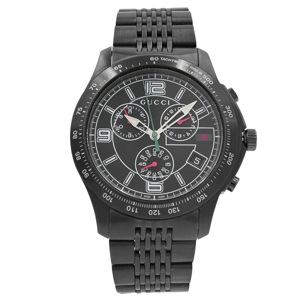 Gucci 126 PVD Stainless Steel Black Dial Quartz Mens Watch YA126217