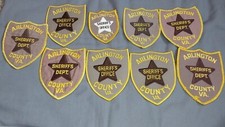 (9) Arlington VA Virginia Sheriff's Office Dept. Police Patches Tan Yellow