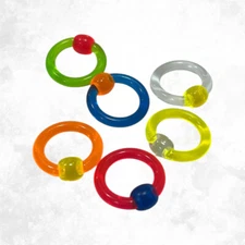 Captive Bead Ring UV Acrylic Circular 6G Top Ball Hoop Cartilage Septum 16mm