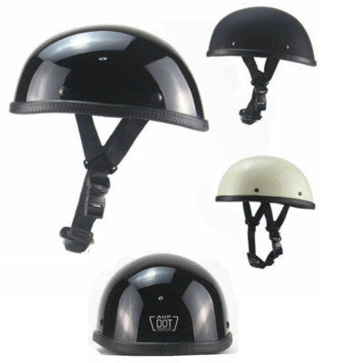 Low Profile German Novelty Flat Black Motorcycle Half Helmet Cruiser  Chopper DOT