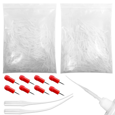 400 Micro Tips & 8 Glue Bottle Stoppers for Precision Crafting and Lab Use