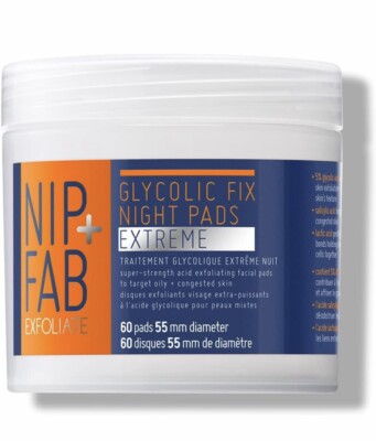 Nip + Fab Glycolic Fix Daily Cleansing Pads 80ml Skin Exfoliant Clearer Pores