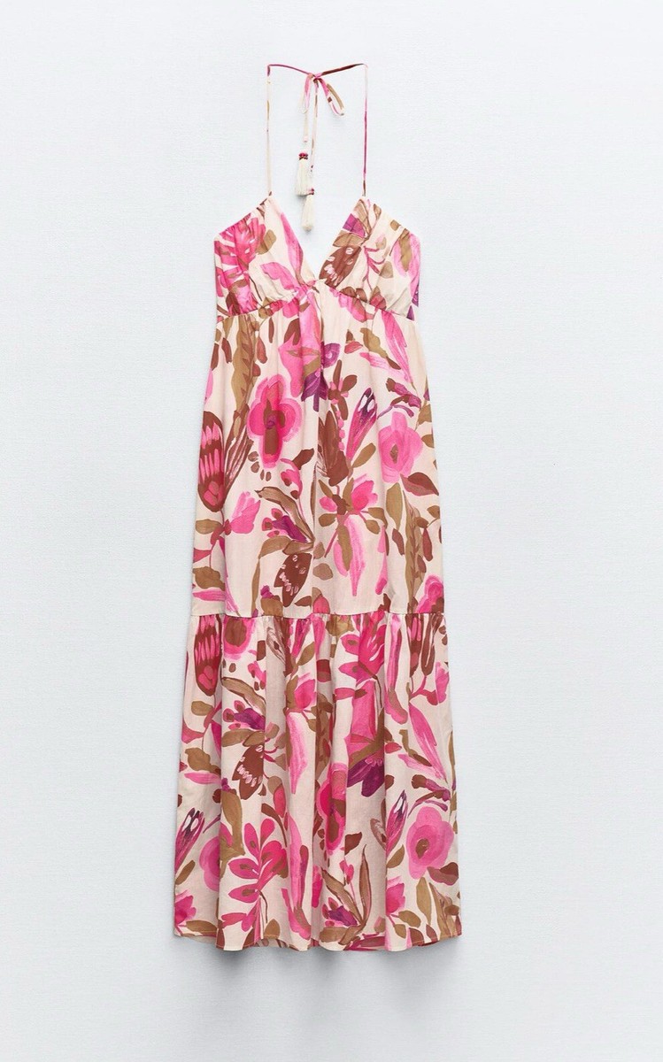 ZARA WOMEN SS24 PRINTED HATER NECK COTTON MIDI DRESS 2298 ZARA WOMEN SS24 PRINTED HATER NECK COTTON MIDI DRESS 2298