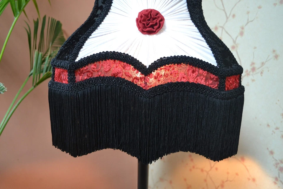 Pantalla rectangular negro blanco y cosido pantalla de mesa pantalla de pie Foto 4 de 4