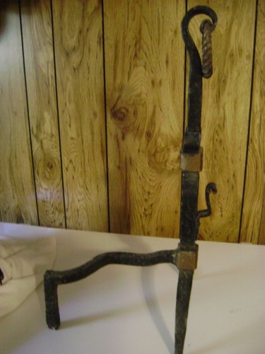 wrought iron & brass heavy hand forged andirons fire dogs ONE OF A KIND 22" T - Picture 3 of 12