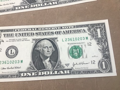 2003 A CRISP UNC $1 ๐ One Dollar Bill Uncirculated ๐ Buying 1 Note - Picture 10 of 12