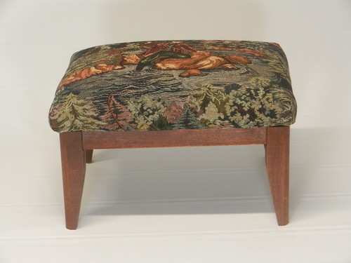 Hand Made Pictorial Tapestry Footstool with Solid Wood Frame - Picture 11 of 24