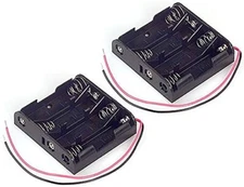 2 Pack AA 4 Battery Holder w Wire Leads, Lead - 6"Long, 2.27" x 0.59" x 2.44"